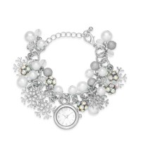 Charter Club Silver-Tone Snowflake Timepiece Charm Bracelet – Silver
