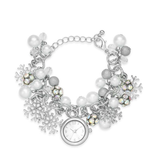  Silver-Tone Snowflake Timepiece Charm Bracelet – Silver