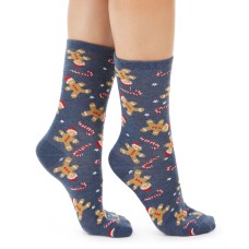Charter Club Women’s Gingerbread Candy Cane Crew Socks, Blue