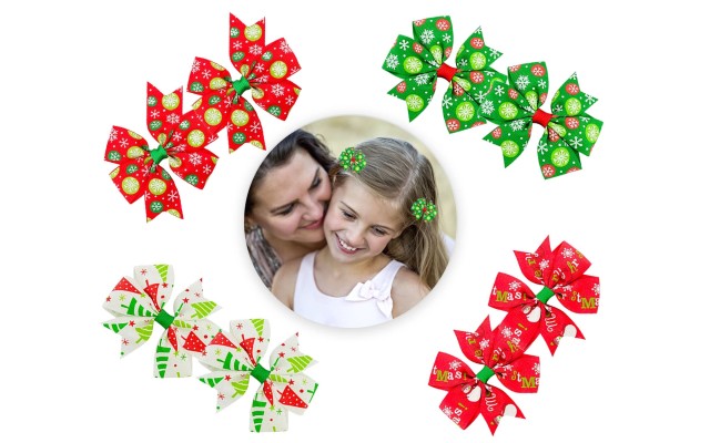  8pcs Christmas Ribbon Hair Clip,3Inch Bow Hair Pin for Baby Girls, Christmas, Birthday, Preschool Gift for Toddler Girls, Preschoolers, Kindergarten Girls, Snowflake