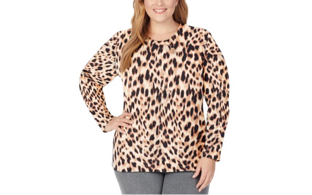  Plus Size Fleecewear With Stretch Crewneck Top 2x