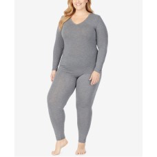 Cuddl Duds Plus Size Long Sleeve Crew Fleecewear With Stretch  Charcoal 1x