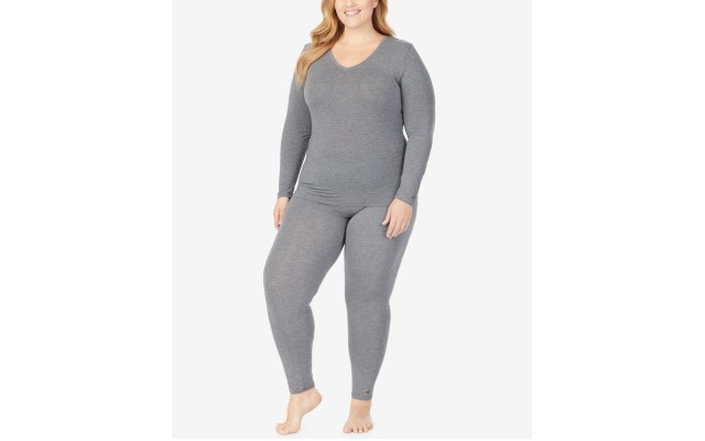  Plus Size Long Sleeve Crew Fleecewear With Stretch  Charcoal 1x