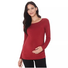 Cuddl Duds Softwear with Stretch Maternity Ballet-Neck Top Red