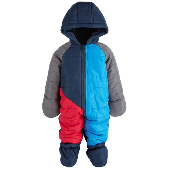  Baby Boys Colorblock Snowsuit (Blue, 3-6 Months)