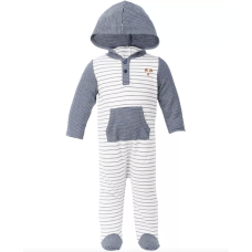 First Impressions Baby Boys Stripe Dog Coverall Set (Navy, 6-9 Months)