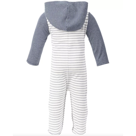  Baby Boys Stripe Dog Coverall Set (Navy, 6-9 Months)