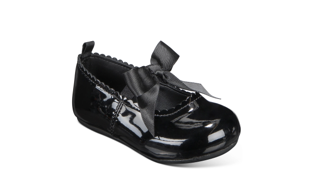  Baby Girls Black Patent Walker Flat