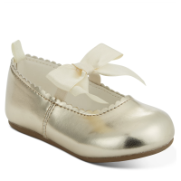 First Impressions Baby Girls Gold Scallop Walker Flat