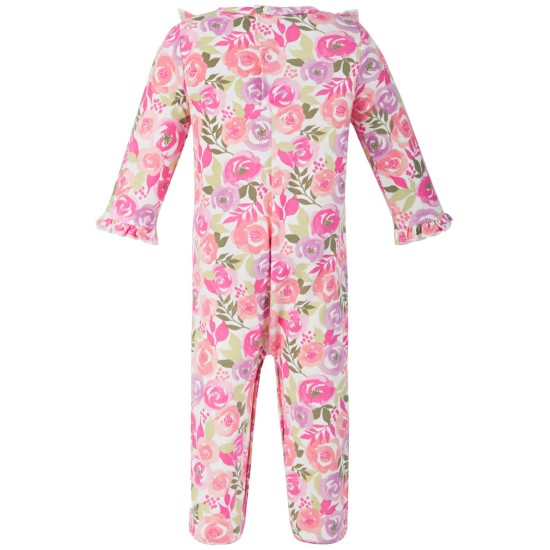  Baby Girls Watercolor Floral Coverall Set (6-9 Months)