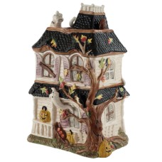 Fitz & Floyd Halloween Harvest Haunted House Cookie Jar (10.5″L x 8.75″W x 15″H)