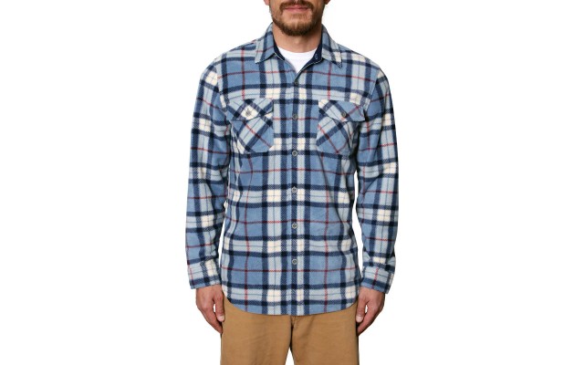  Men's Plaid Fleece Shirt, Blue, Medium