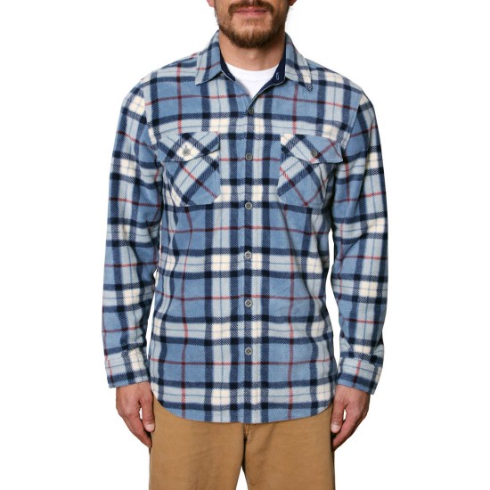  Men's Plaid Fleece Shirt, Blue, X-Large