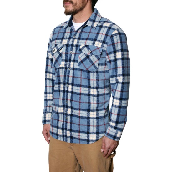  Men's Plaid Fleece Shirt, Blue, X-Large