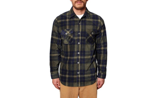  Men's Plaid Fleece Shirt, Green, Medium