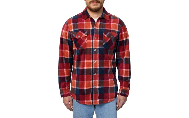  Men's Plaid Fleece Shirt, Red, 3XL