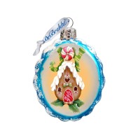 G.DeBrekht Joy Gingerbread House Hand Painted Glass Ornament