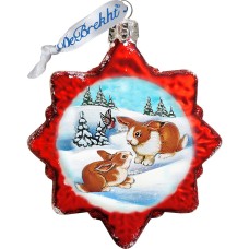 G.DeBrekht Santa Rabbits Glass Ornament