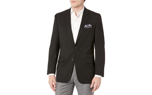  J.M. Men’s Classic/Regular Fit Stretch Sharkskin Suit Jacket, Black, 42R