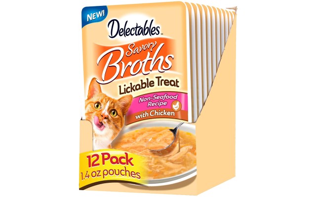  Delectables Savory Broths Lickable Wet Cat Treats for Adult & Senior Cats (Non-Seafood Chicken, 12 Pack)