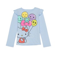 Hello Kitty Little Girls Balloons Long Sleeve Tee (Blue, 4)