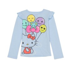 Hello Kitty Little Girls Balloons Long Sleeve Tee (Blue, 4)