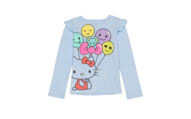  Little Girls Balloons Long Sleeve Tee (Blue, 4)