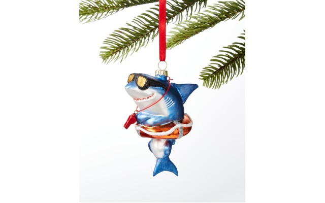  At the Beach Shark in a Life Buoy Ornament
