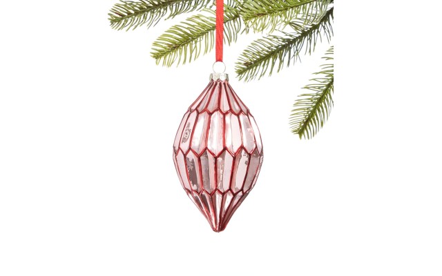  Burgundy & Blush Glass Drop Ornament