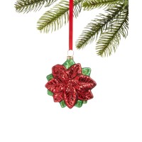 Holiday Lane Christmas Cheer Glass Poinsettia Ornament