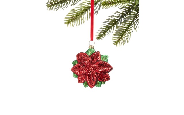  Christmas Cheer Glass Poinsettia Ornament