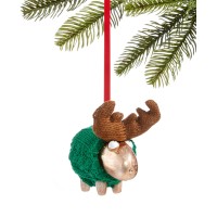 Holiday Lane Christmas Cheer Green Sweater Moose Ornament