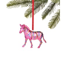 Holiday Lane Merry & Brightest Pink Zebra Ornament