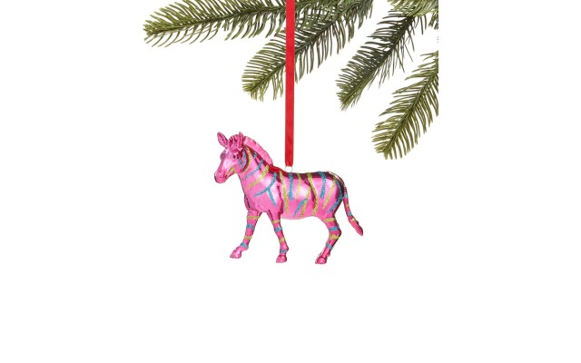  Merry & Brightest Pink Zebra Ornament