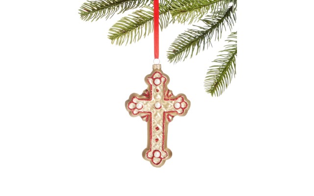  Renaissance Molded Glass Cross Ornament