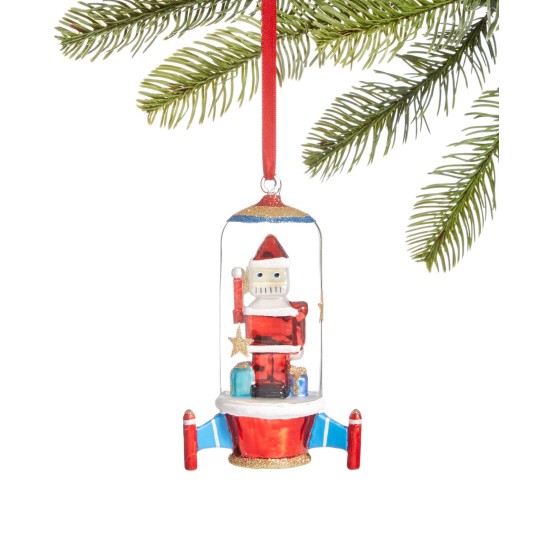  Santa’s Favorites Glass Rocket Ornament