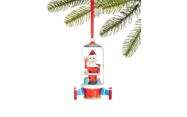  Santa’s Favorites Glass Rocket Ornament