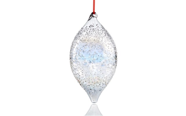  Snow Daze Silver Crackle Drop Ornament