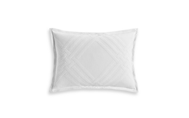  King Pillow Sham Locked Geo Cotton ( White, 20×36)