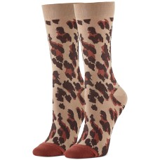 Hue Leopard-print Trouser Socks Cashew One Size