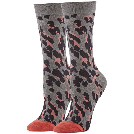  Leopard-print Trouser Socks Charcoal One Size, Gray