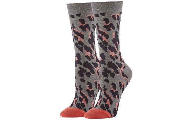  Leopard-print Trouser Socks Charcoal One Size