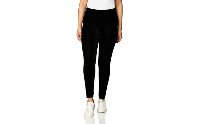  Velvet High Rise Leggings (Black, XL)
