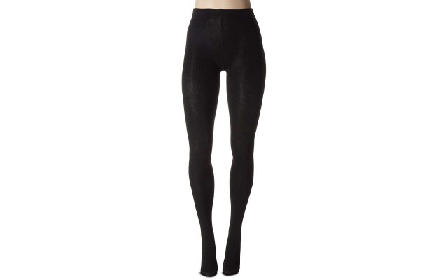  Women’s Flat Knit Sweater Tights, Black, M/L