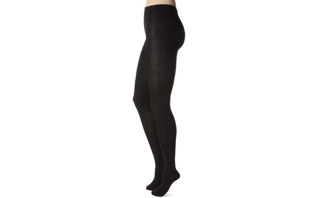  Women’s Flat Knit Sweater Tights, Black, M/L