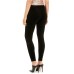  Womens Velvet High Rise Leggings (Black, Large)