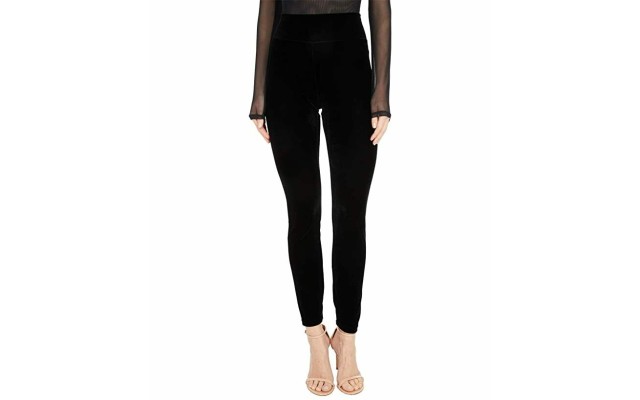  Womens Velvet High Rise Leggings (Black, Large)