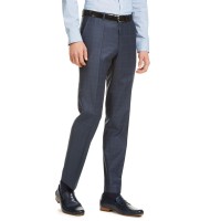 Hugo Men’s Modern-Fit Dark Blue/Rust Plaid Suit Pants