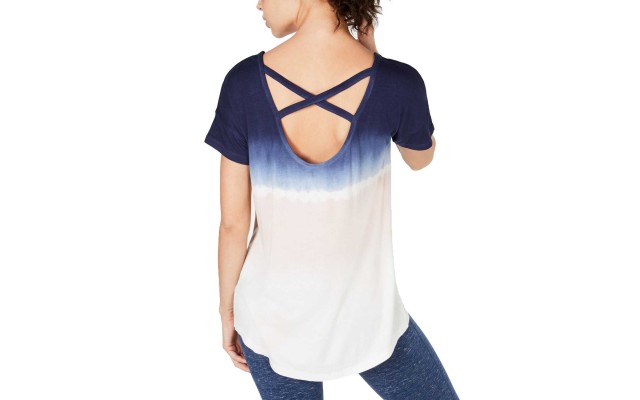  Women’s Tie-Dyed Strappy-Back High-Low Hem Blouse T-Shirt Tops