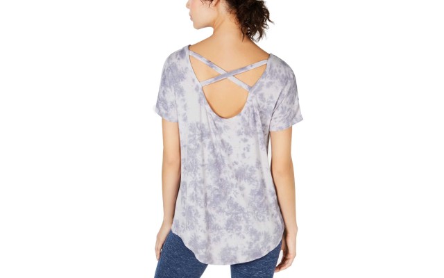  Women’s Tie-Dyed Strappy-Back High-Low Hem Blouse T-Shirt Tops